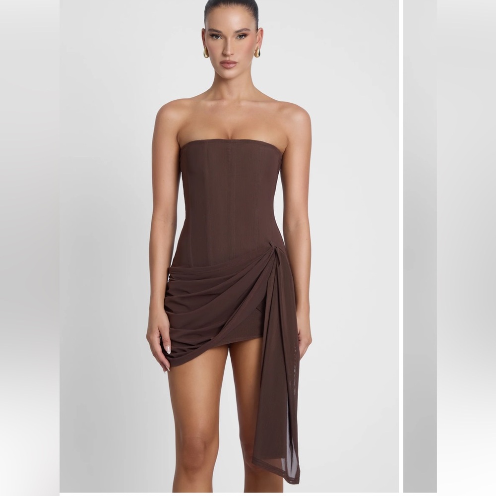 Chic Strapless Brown Dress